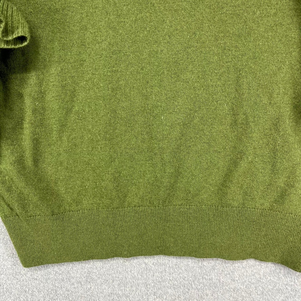 J.Crew Ruffle Sleeve Sweater Womens Large Green Wool Blend Tiered Knit Pullover - Picture 14 of 15